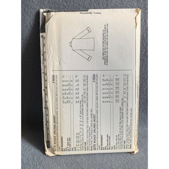 Simplicity E.S.P. Sew Pattern 5270 Misses Jacket Size 14-16 uncut - Picture 2 of 2